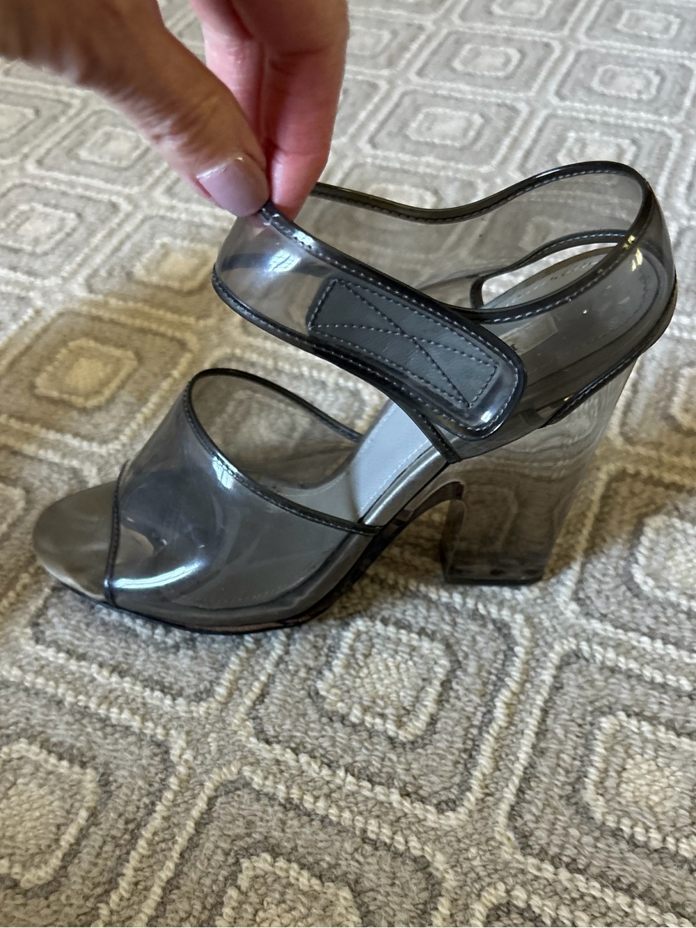 Prada Transparent PVC Block Heel Sandals – Size 38.5